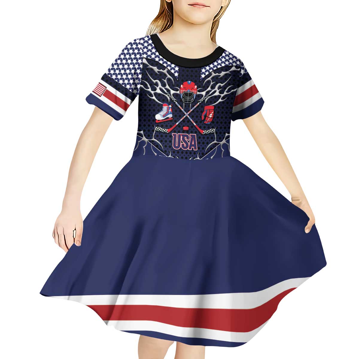 Custom USA Ice Hockey Kid Short Sleeve Dress United Ice Power