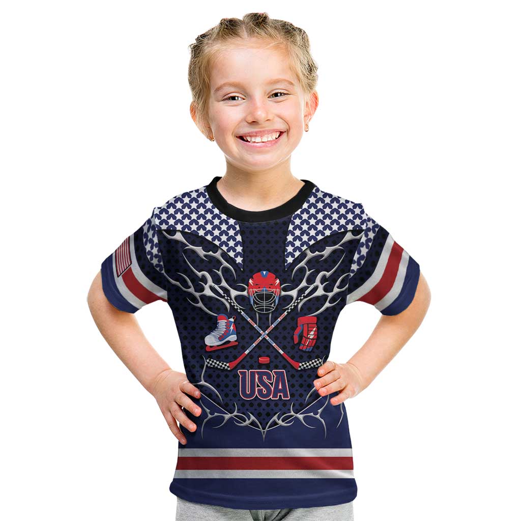 Custom USA Ice Hockey Kid T Shirt United Ice Power