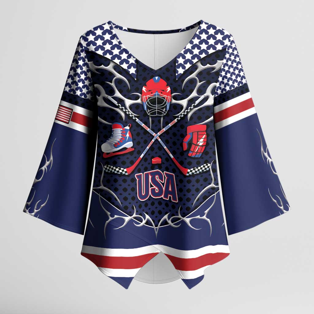 Custom USA Ice Hockey Kimono Sleeve Blouse United Ice Power