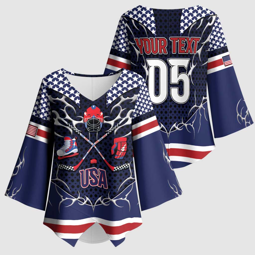 Custom USA Ice Hockey Kimono Sleeve Blouse United Ice Power