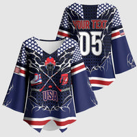 Custom USA Ice Hockey Kimono Sleeve Blouse United Ice Power