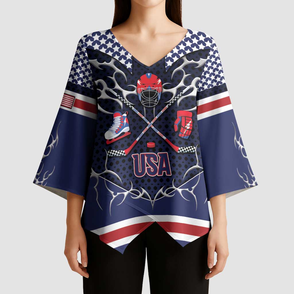 Custom USA Ice Hockey Kimono Sleeve Blouse United Ice Power