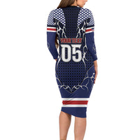 Custom USA Ice Hockey Long Sleeve Bodycon Dress United Ice Power