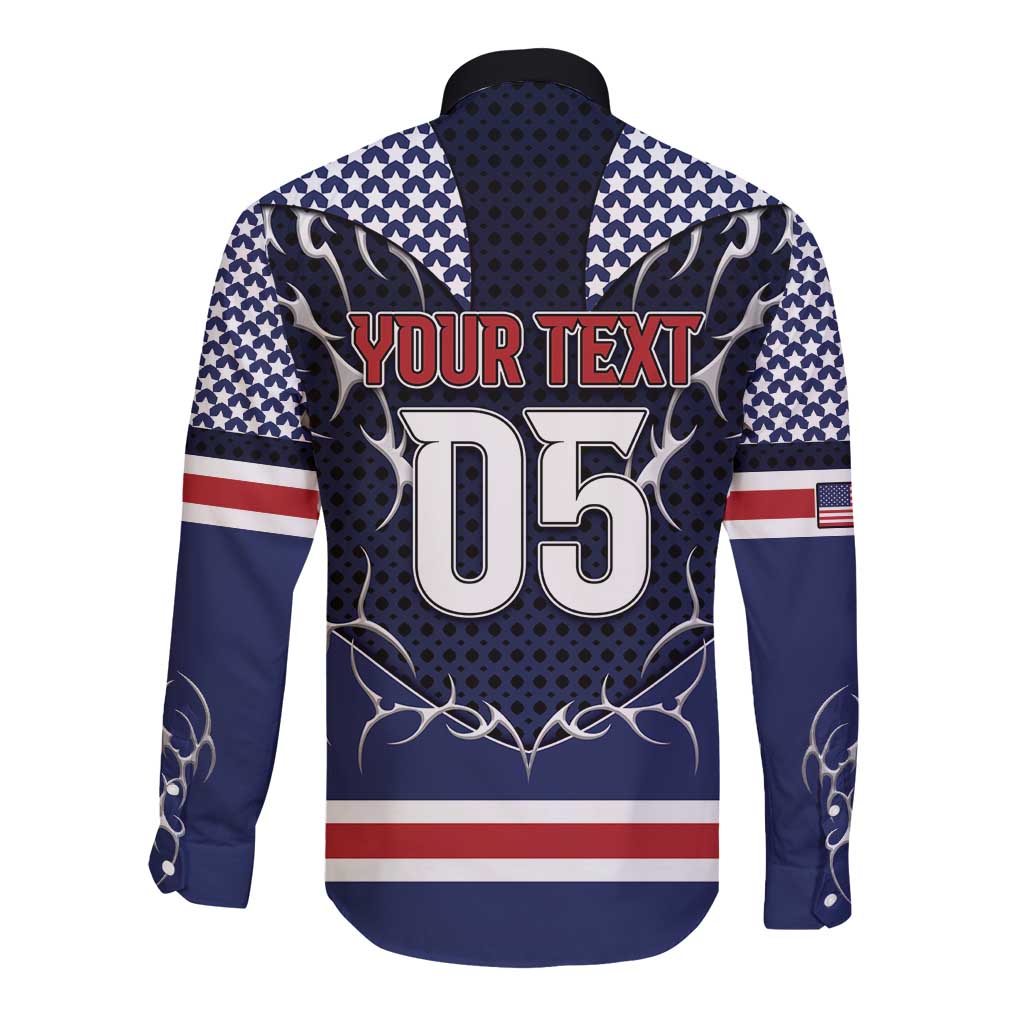 Custom USA Ice Hockey Long Sleeve Button Shirt United Ice Power