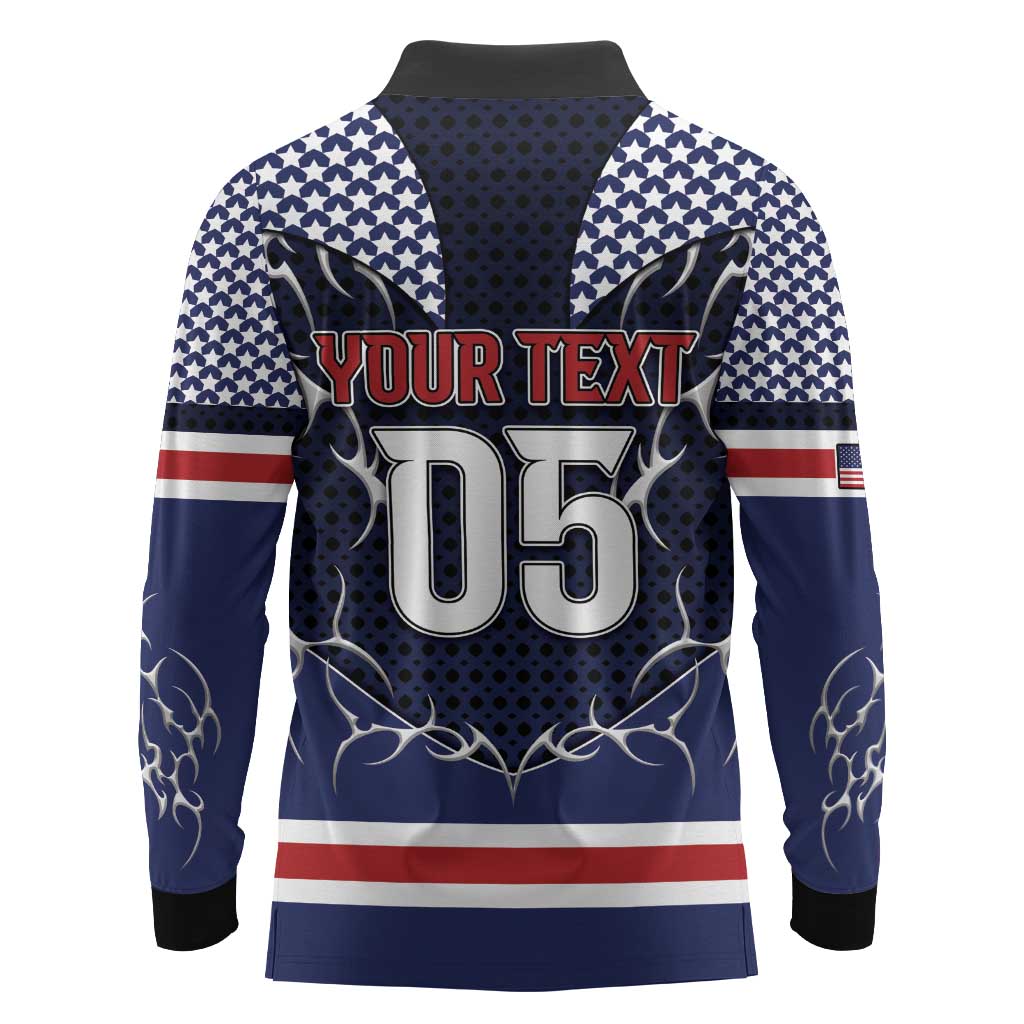 Custom USA Ice Hockey Long Sleeve Polo Shirt United Ice Power