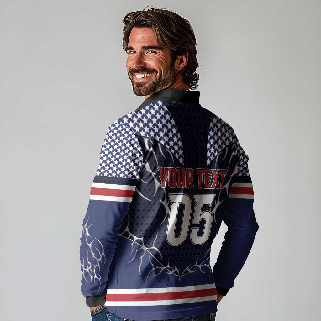 Custom USA Ice Hockey Long Sleeve Polo Shirt United Ice Power