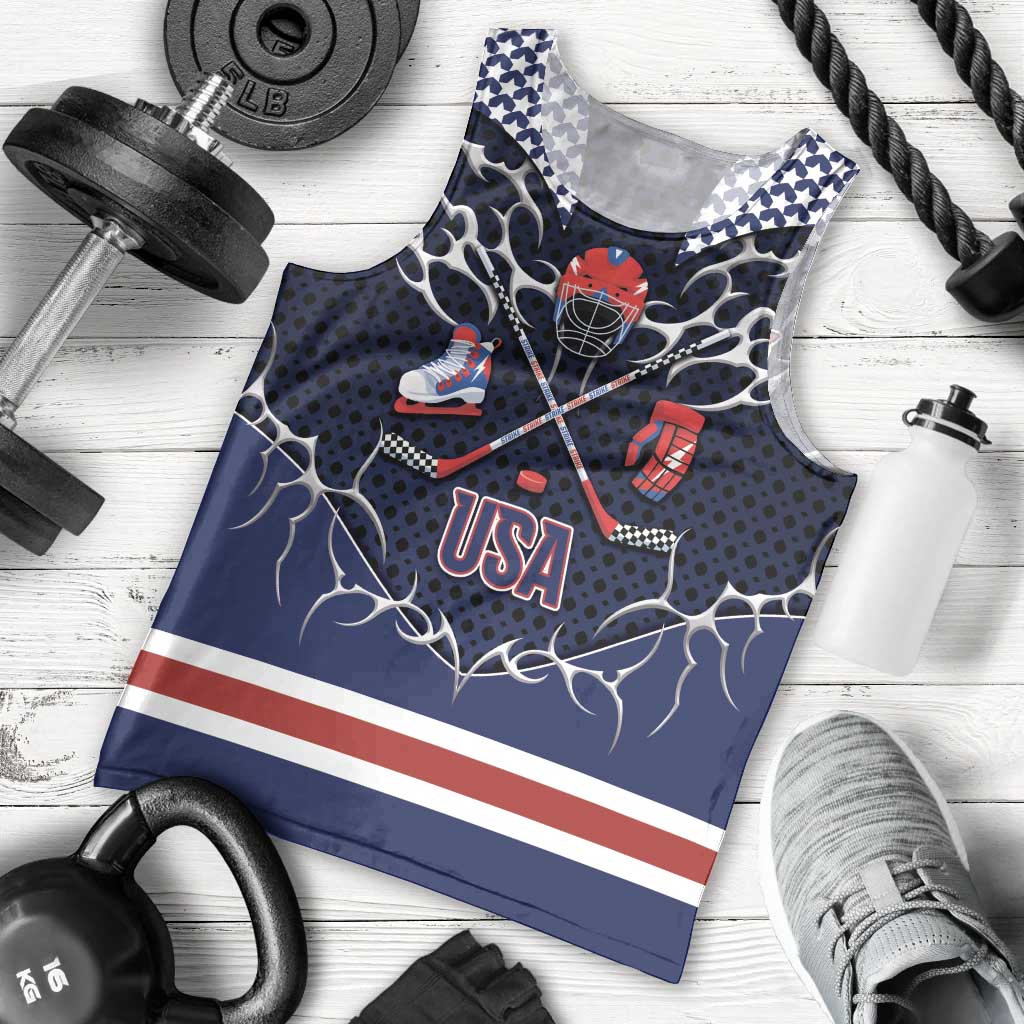 Custom USA Ice Hockey Men Tank Top United Ice Power