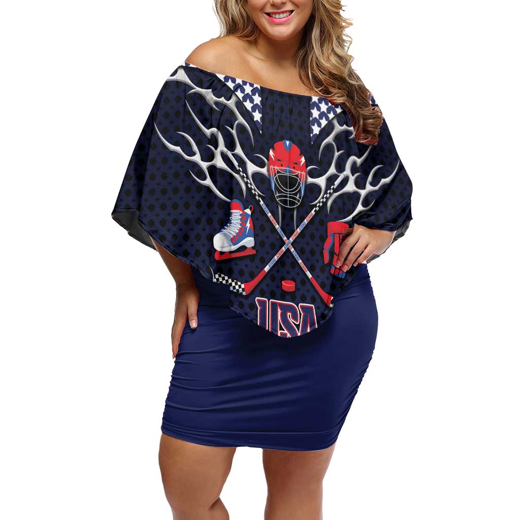 Custom USA Ice Hockey Off Shoulder Short Dress United Ice Power