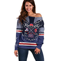 Custom USA Ice Hockey Off Shoulder Sweater United Ice Power