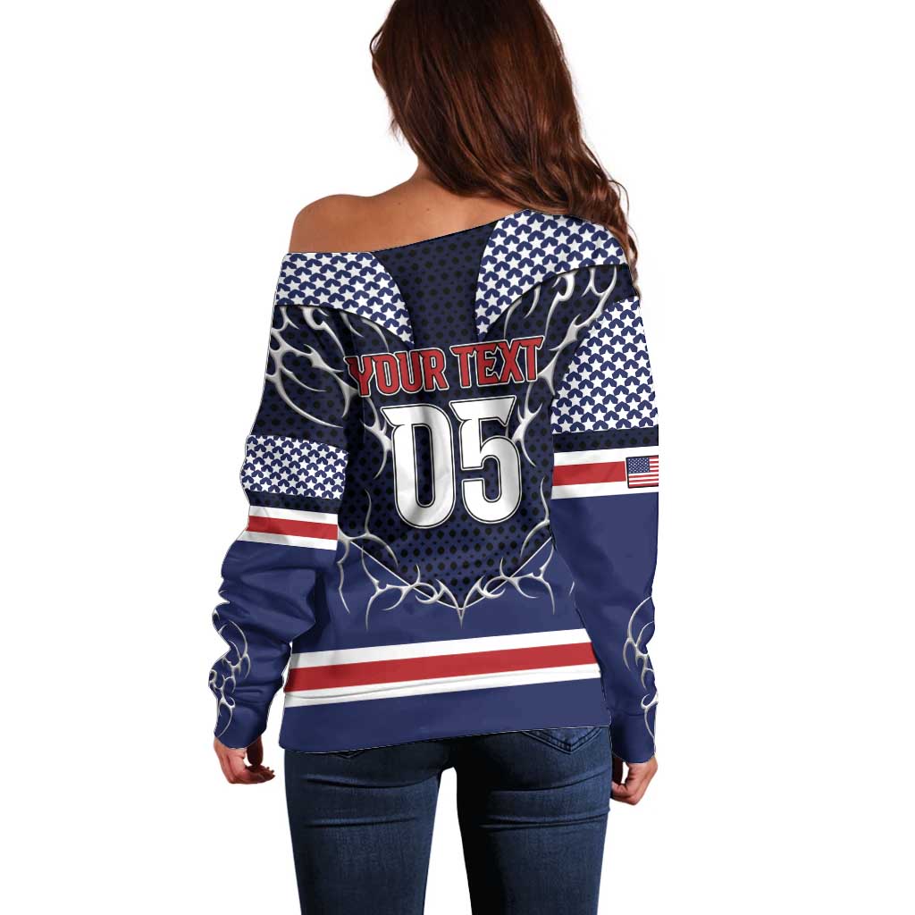Custom USA Ice Hockey Off Shoulder Sweater United Ice Power
