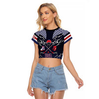 Custom USA Ice Hockey Raglan Cropped T Shirt United Ice Power