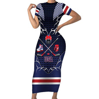 Custom USA Ice Hockey Short Sleeve Bodycon Dress United Ice Power