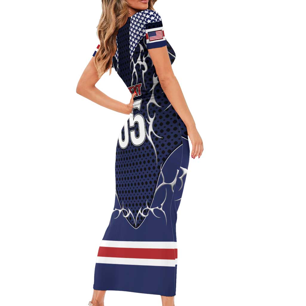 Custom USA Ice Hockey Short Sleeve Bodycon Dress United Ice Power