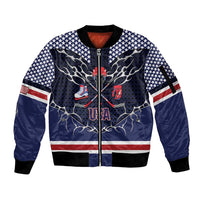 Custom USA Ice Hockey Sleeve Zip Bomber Jacket United Ice Power