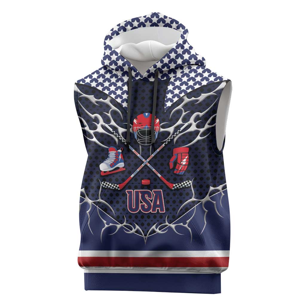 Custom USA Ice Hockey Sleeveless Hoodie United Ice Power