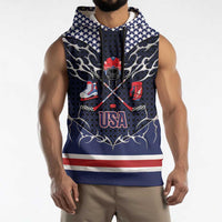 Custom USA Ice Hockey Sleeveless Hoodie United Ice Power