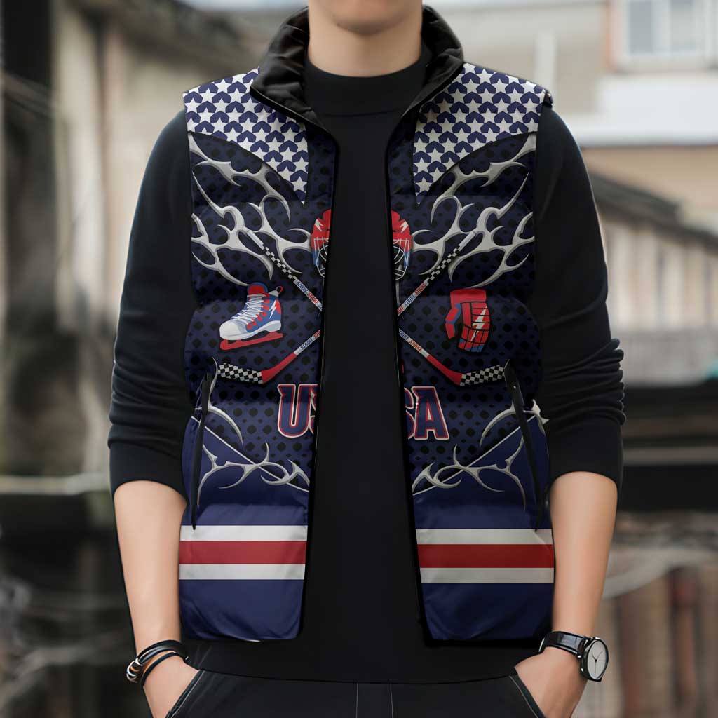 Custom USA Ice Hockey Sleeveless Puffer Jacket United Ice Power