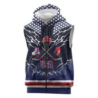 Custom USA Ice Hockey Sleeveless Zip Hoodie United Ice Power