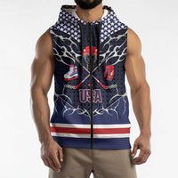 Custom USA Ice Hockey Sleeveless Zip Hoodie United Ice Power