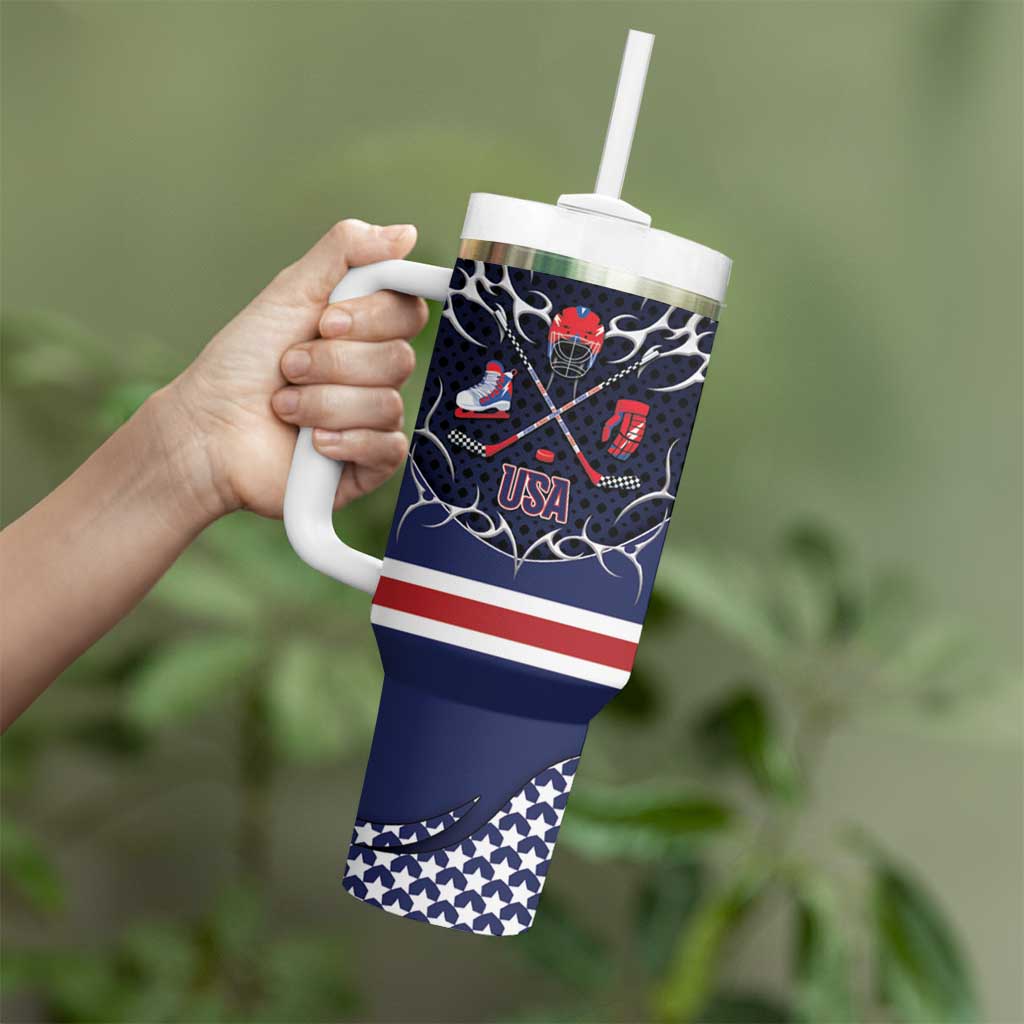 Custom USA Ice Hockey Tumbler With Handle United Ice Power