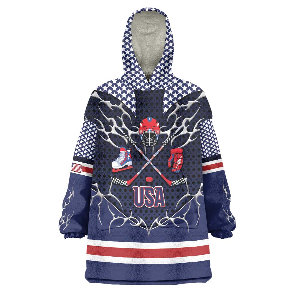 Custom USA Ice Hockey Wearable Blanket Hoodie United Ice Power