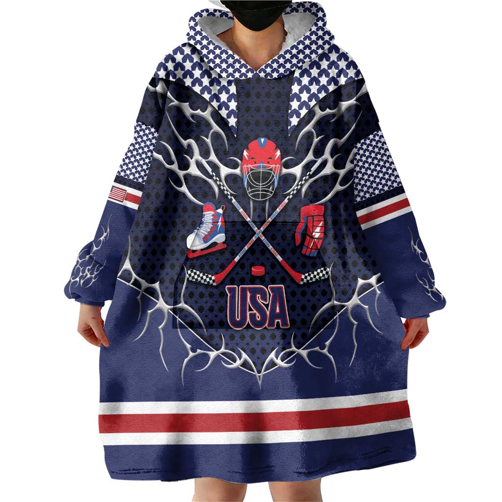 Custom USA Ice Hockey Wearable Blanket Hoodie United Ice Power