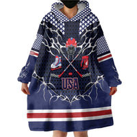 Custom USA Ice Hockey Wearable Blanket Hoodie United Ice Power