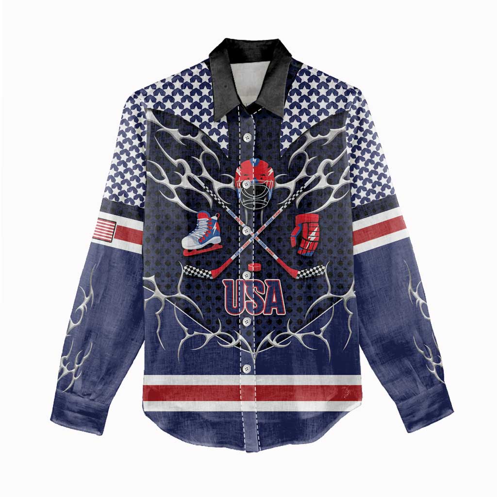 Custom USA Ice Hockey Women Casual Shirt United Ice Power