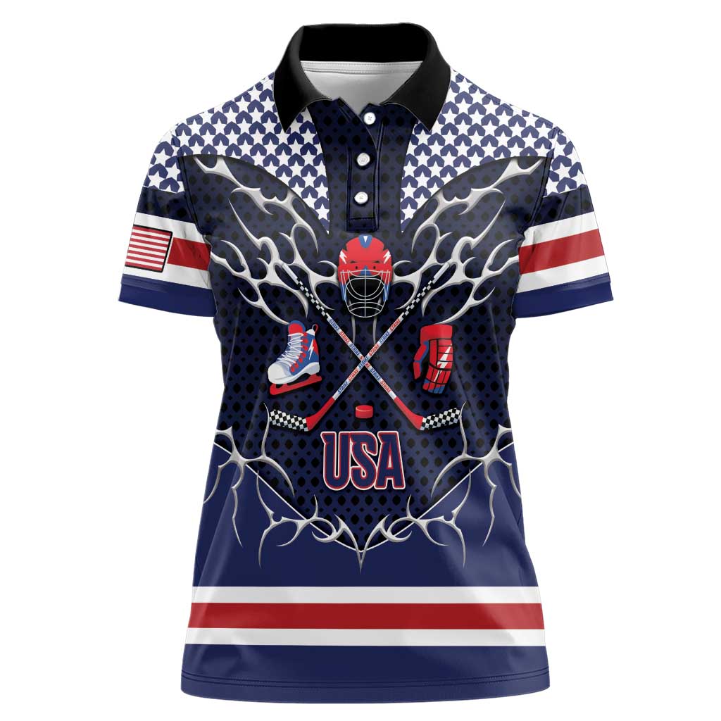 Custom USA Ice Hockey Women Polo Shirt United Ice Power
