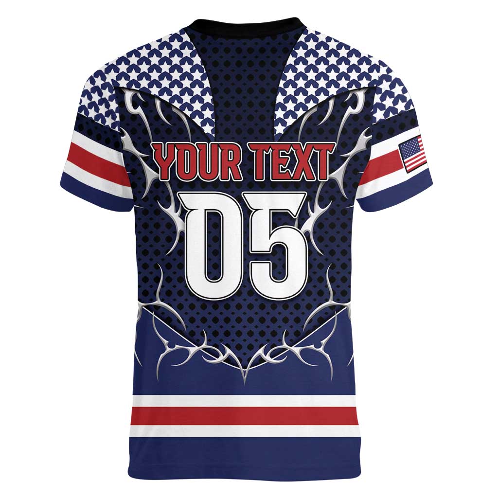 Custom USA Ice Hockey Women V-Neck T-Shirt United Ice Power