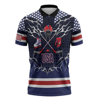 Custom USA Ice Hockey Zipper Polo Shirt United Ice Power