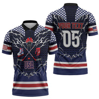 Custom USA Ice Hockey Zipper Polo Shirt United Ice Power
