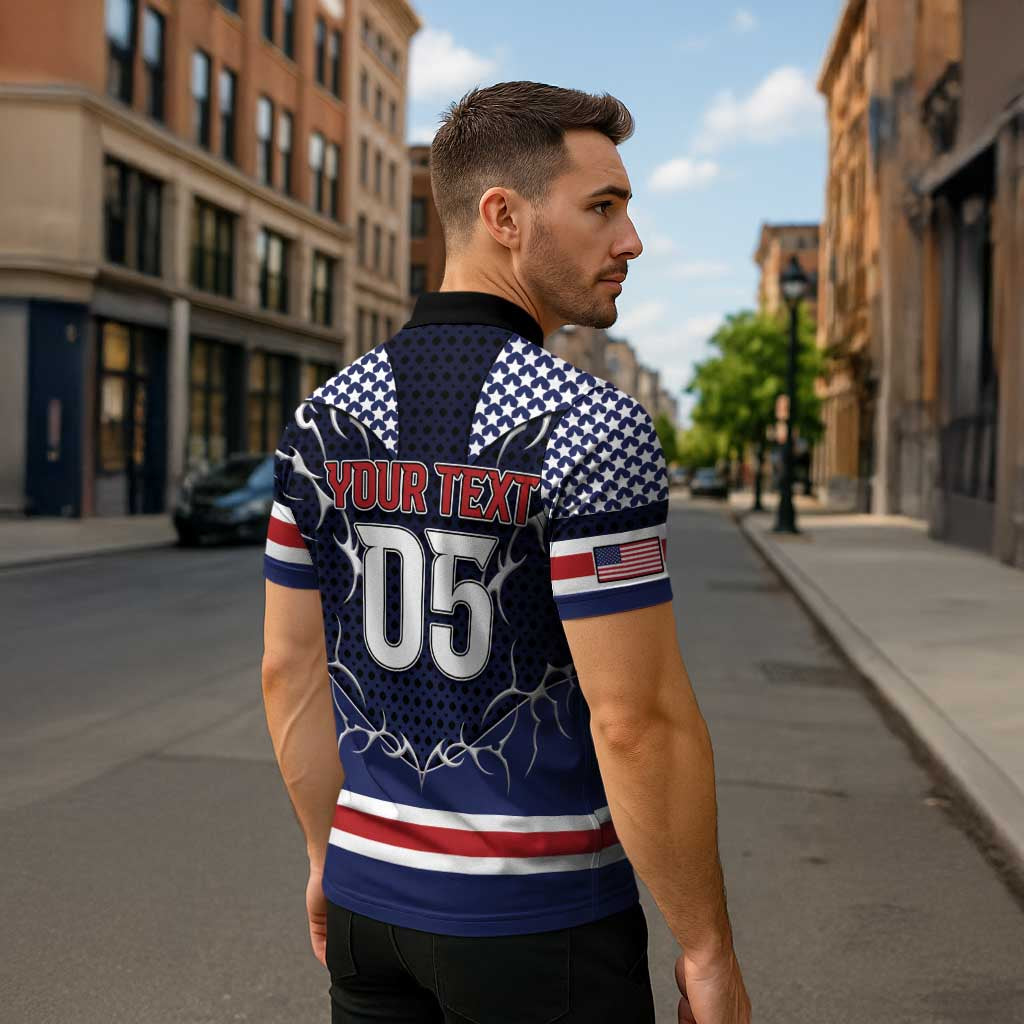 Custom USA Ice Hockey Zipper Polo Shirt United Ice Power