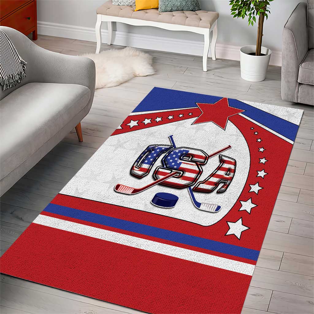 USA Ice Hockey Area Rug Stars And Stripes