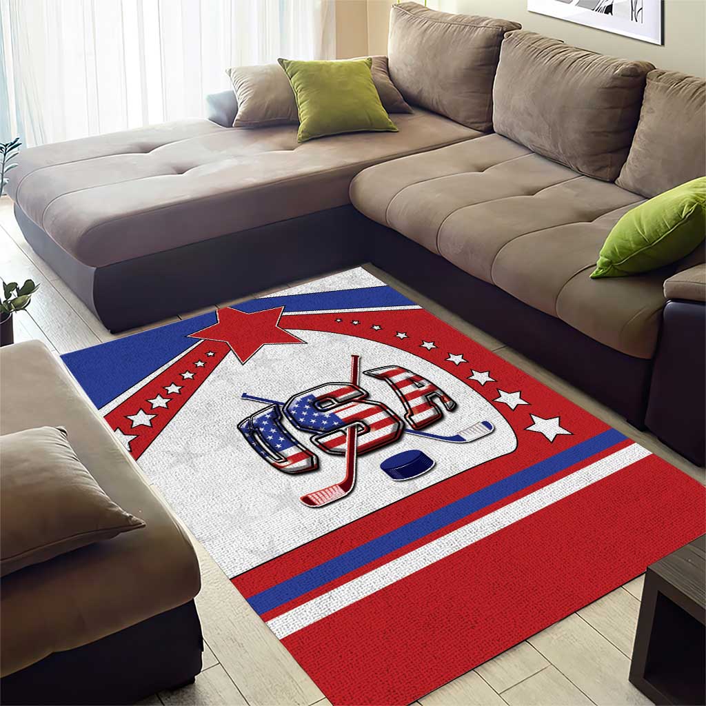 USA Ice Hockey Area Rug Stars And Stripes