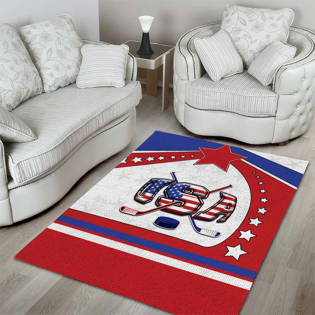USA Ice Hockey Area Rug Stars And Stripes