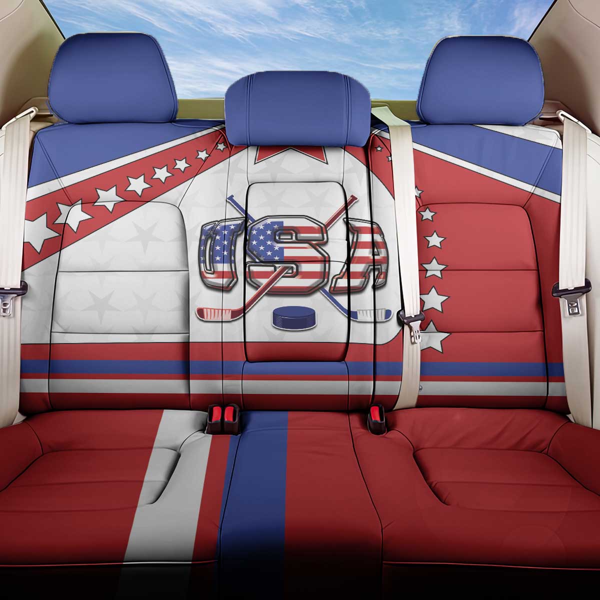 USA Ice Hockey Back Car Seat Cover Stars And Stripes