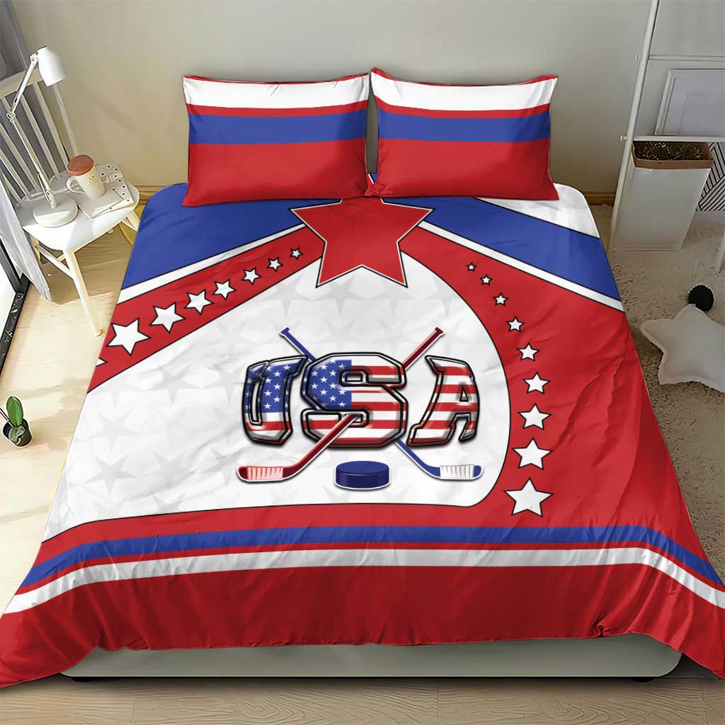 USA Ice Hockey Bedding Set Stars And Stripes