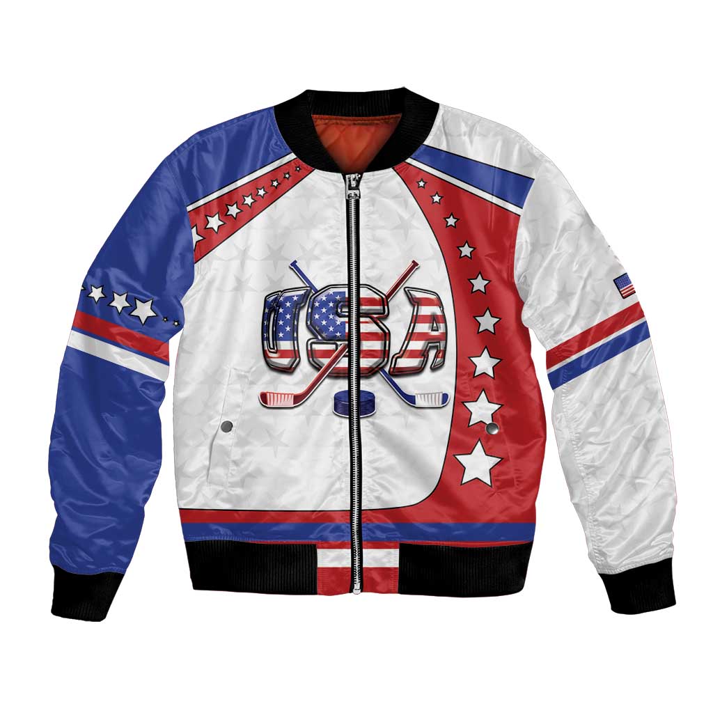 Custom USA Ice Hockey Bomber Jacket Stars And Stripes