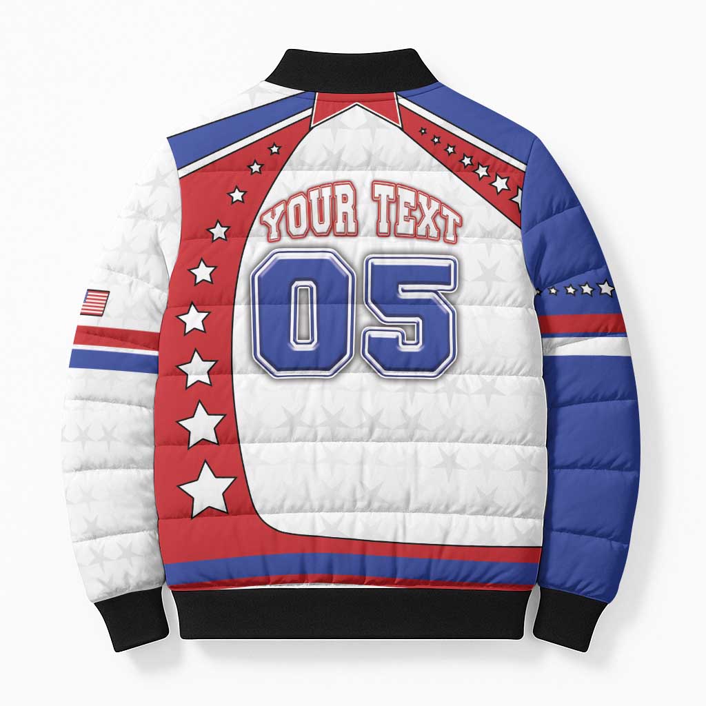 Custom USA Ice Hockey Bomber Puffer Jacket Stars And Stripes