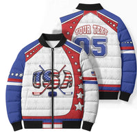 Custom USA Ice Hockey Bomber Puffer Jacket Stars And Stripes