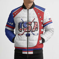 Custom USA Ice Hockey Bomber Puffer Jacket Stars And Stripes
