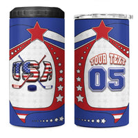 Custom USA Ice Hockey 4 in 1 Can Cooler Tumbler Stars And Stripes