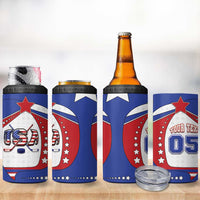Custom USA Ice Hockey 4 in 1 Can Cooler Tumbler Stars And Stripes