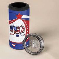 Custom USA Ice Hockey 4 in 1 Can Cooler Tumbler Stars And Stripes