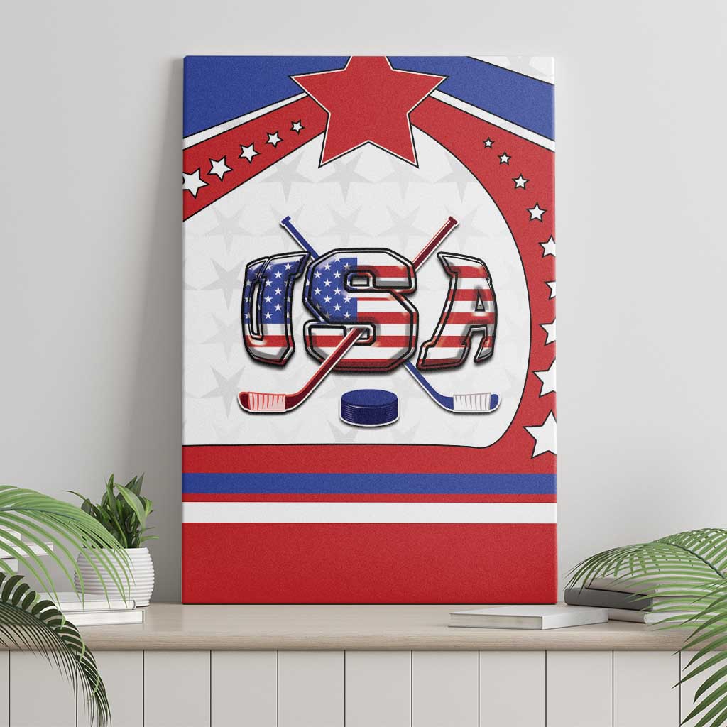 USA Ice Hockey Canvas Wall Art Stars And Stripes