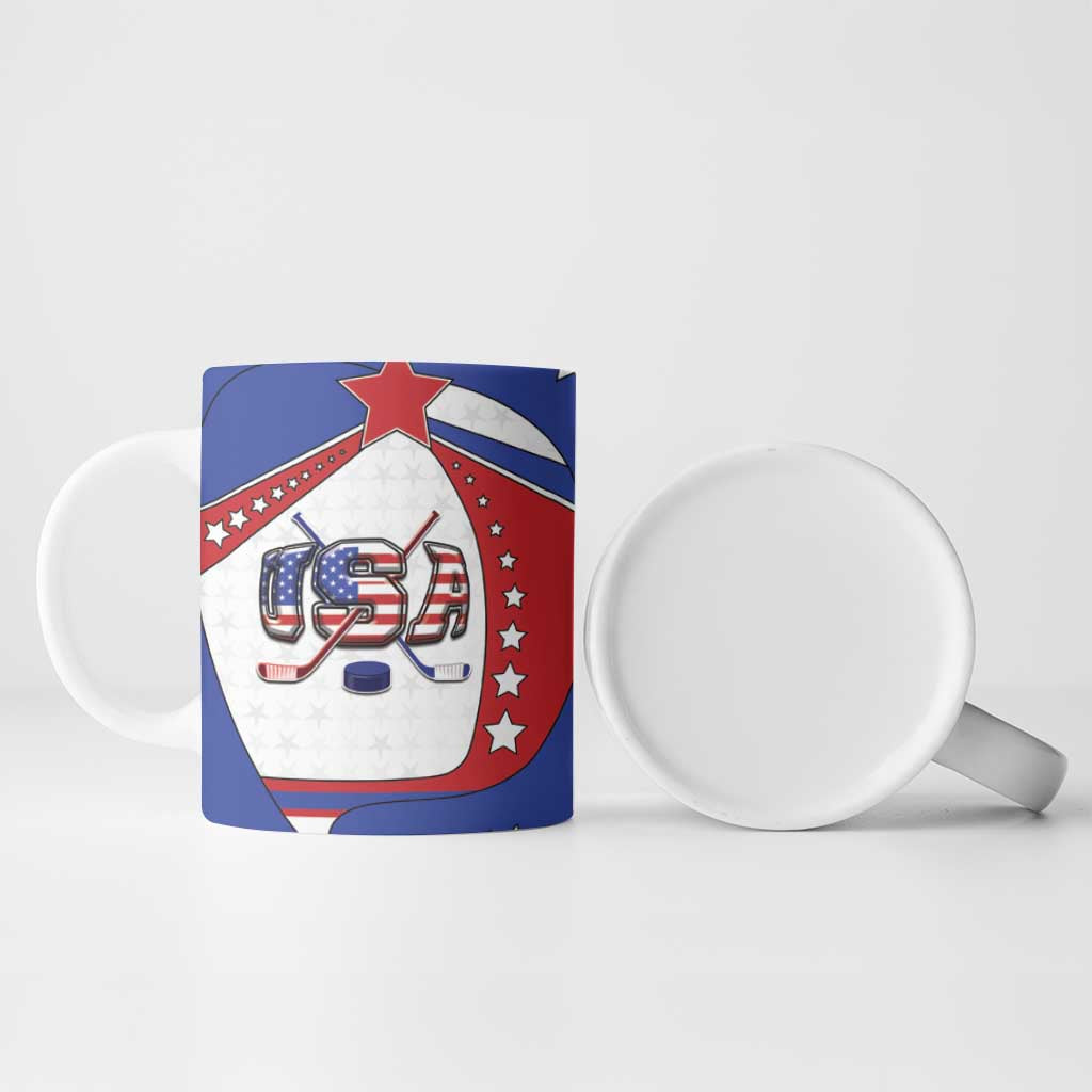 Custom USA Ice Hockey Ceramic Mug Stars And Stripes