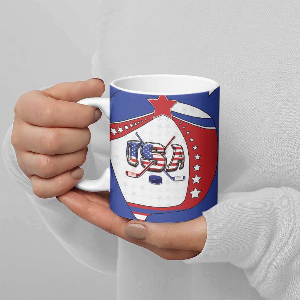 Custom USA Ice Hockey Ceramic Mug Stars And Stripes