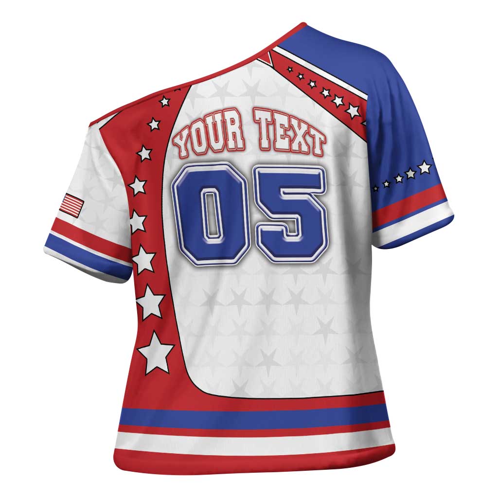Custom USA Ice Hockey Cross Shoulder Shirt Stars And Stripes