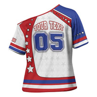 Custom USA Ice Hockey Cross Shoulder Shirt Stars And Stripes